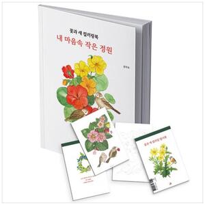 [하나북]꽃과 새 컬러링북 엽서 도안 세트